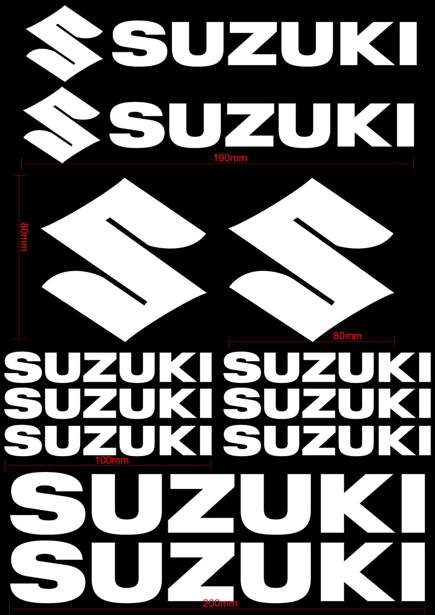 SUZUKI Name and Logo Vinyl Badge Sticker Decal Sheet