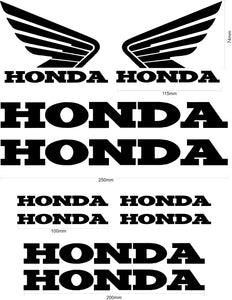 Honda Replica Name and Wings Vinyl Badge Sticker Decal Sheet Motocross Window Car Helmet Black