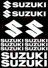 Load image into Gallery viewer, SUZUKI Name and Logo Vinyl Badge Sticker Decal Sheet Motocross Window Car Helmet Black
