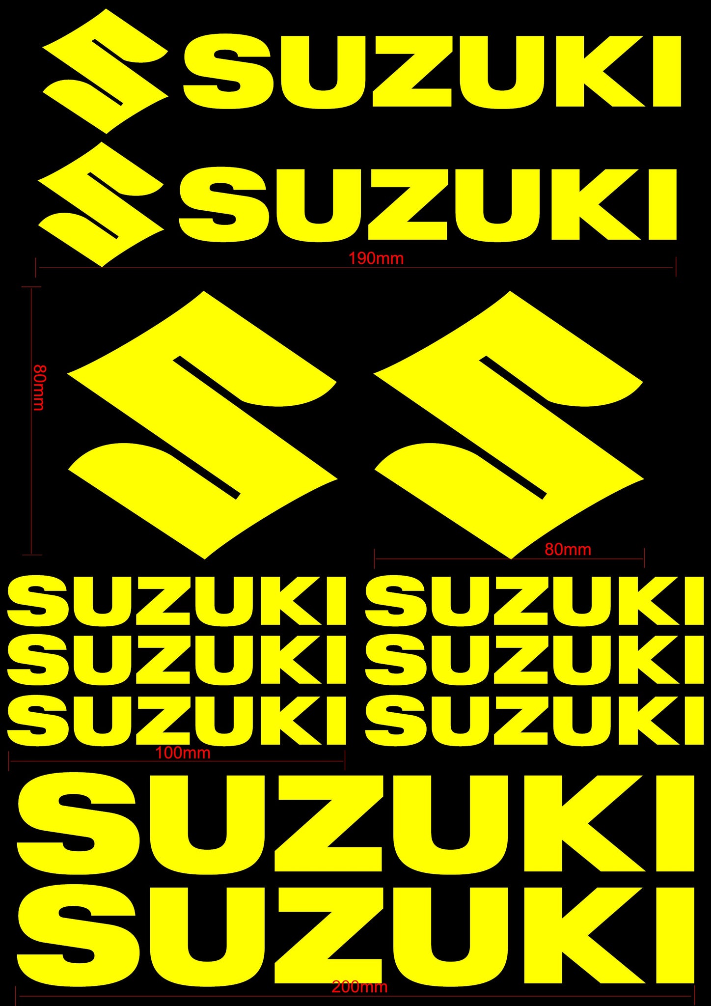 SUZUKI Name and Logo Vinyl Badge Sticker Decal Sheet Motocross