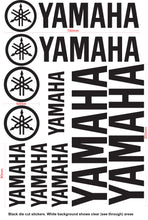 Load image into Gallery viewer, YAMAHA Name and Logo Vinyl Badge Sticker Decal Sheet Motocross Window Car Helmet Black