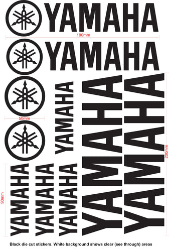 YAMAHA Name and Logo Vinyl Badge Sticker Decal Sheet Motocross Window Car Helmet Black