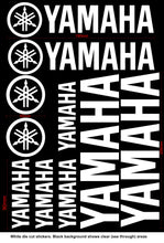 Load image into Gallery viewer, YAMAHA Name and Logo Vinyl Badge Sticker Decal Sheet Motocross Window Car Helmet Black